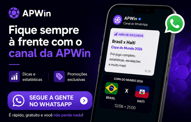 APWin divulga canal de WhatsApp com análise exclusiva de Brasil x Haiti pela Copa do Mundo 2026.