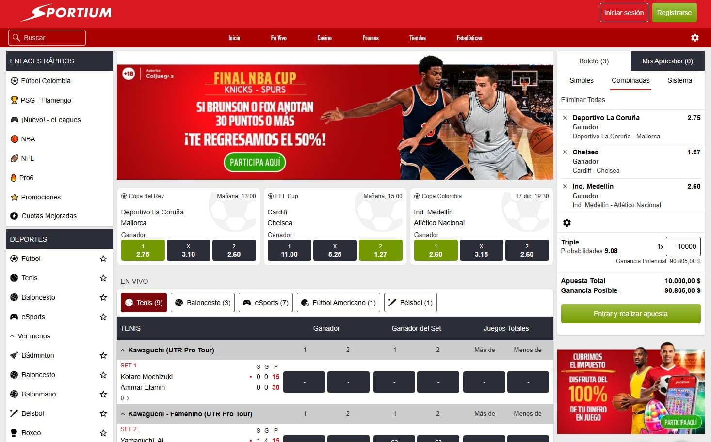 Sportium homepage